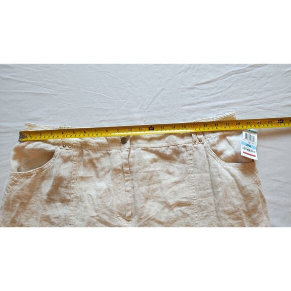 NWT JM Collection Womens 20w Ivory pants 100% Linen Wide Leg Lagenlook Capri - Picture 11 of 16